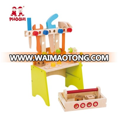 Wooden workbench toy for kids to learn kinds of tools